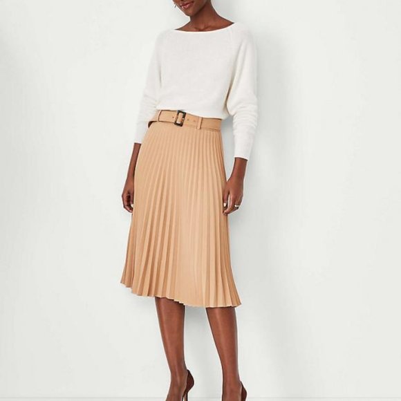 Ann Taylor Dresses & Skirts - ANN TAYLOR Belted Pleated Midi Skirt P5036